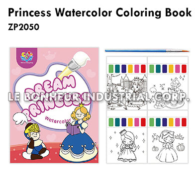 Princess Watercolor Coloring Book