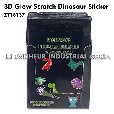 3D Glow Scratch Dinosaur Sticker