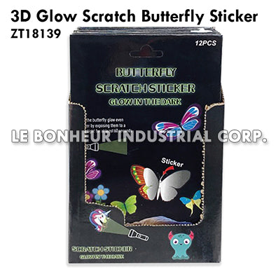3D Glow Scratch Butterfly Sticker