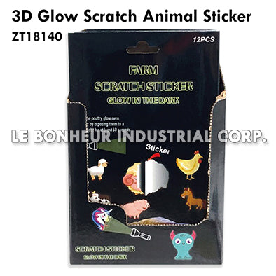3D Glow Scratch Animal Sticker