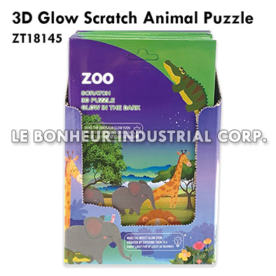 3D Glow Scratch Animal Puzzle