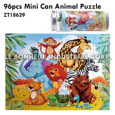 96pcs Mini Can Animal Puzzle