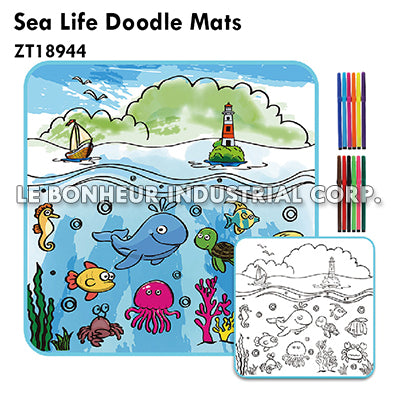 Sea Life Doodle Mats W/12pcs Color Pen
