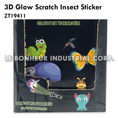 3D Glow Scratch Insect Sticker