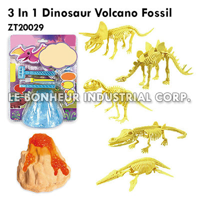3 In 1 Dinosaur Volcano Fossil