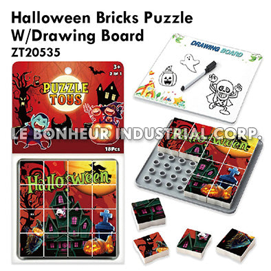 Halloween Bricks Puzzle W/Drawing Board