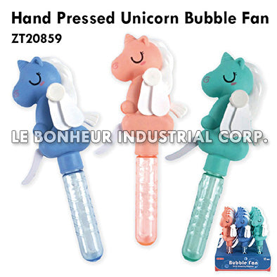 Hand Pressed Unicorn Bubble Fan