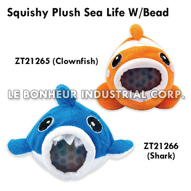Squishy Plush Shark W/Bead