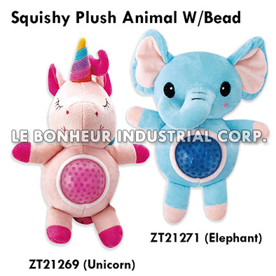 Squishy Plush Elephant W/Bead