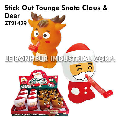 Stick Out Tounge Santa Claus & Deer