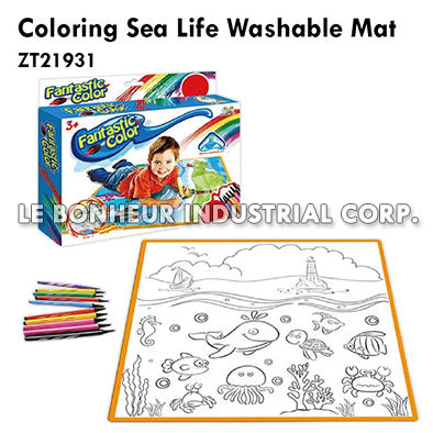 Coloring Sea Life Washable Mat