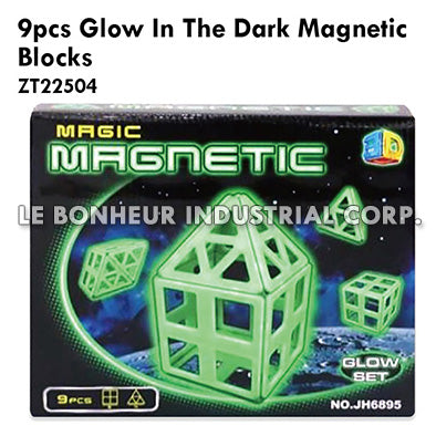 9Pcs Glow In The Dark Magnetic Blocks
