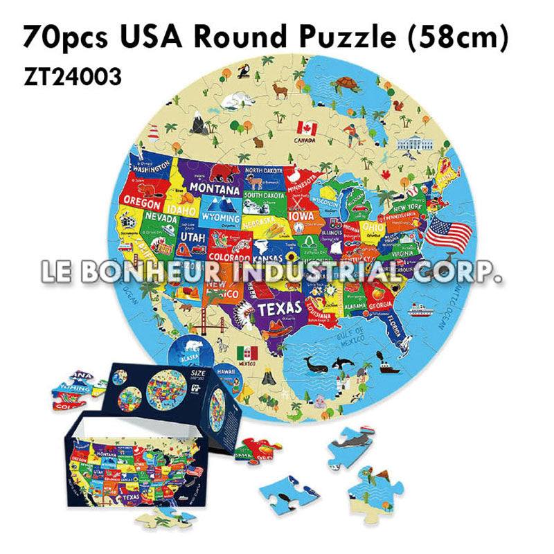 70pcs USA Round Puzzle (58Cm)