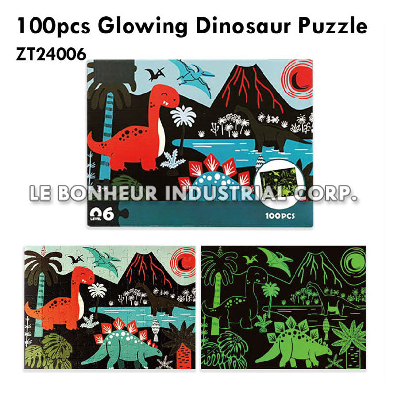 100pcs Glowing Dinosaur Puzzle