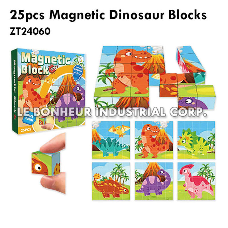 25pcs Magnetic Dinosaur Blocks