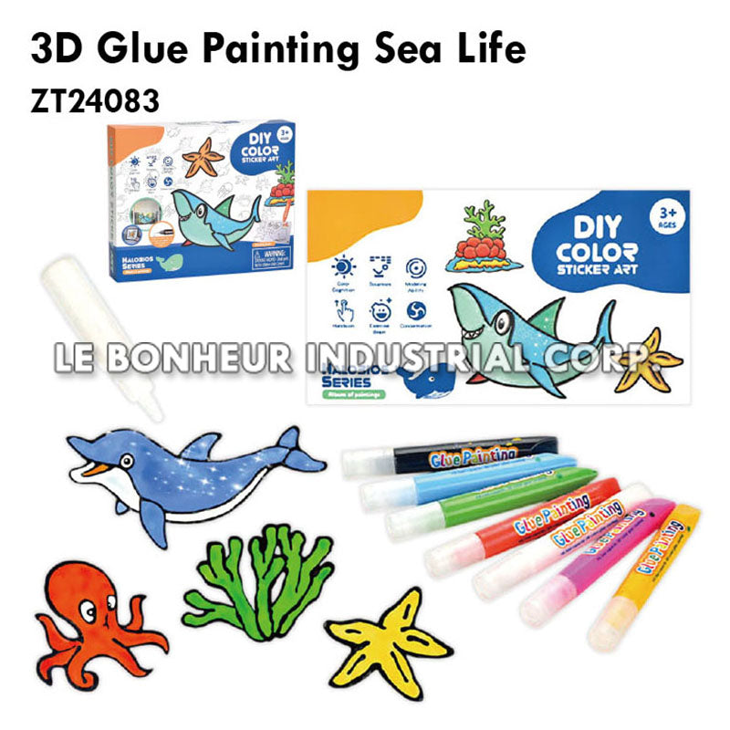 3D Glue Painting Sea Life