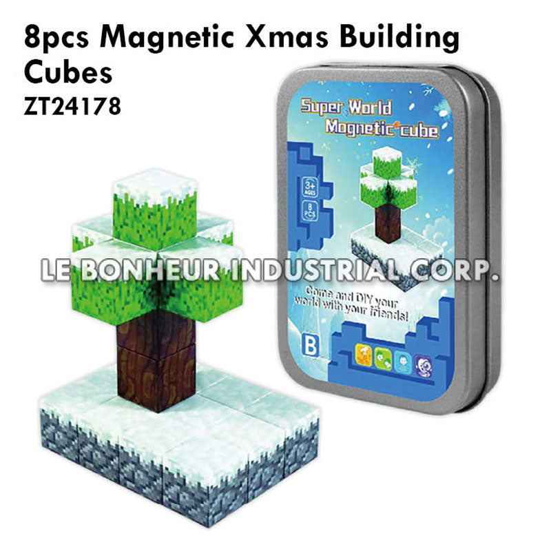 8pcs Magnetic Xmas Building Cubes