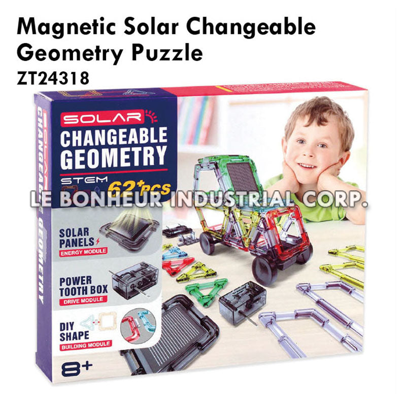 Magnetic Solar Changeable Geometry Puzzle