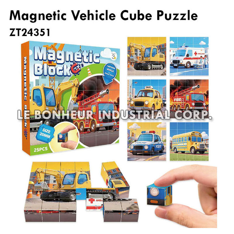 Magnetic Vehicle Cube Puzzle