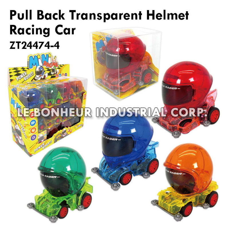 Pull Back Transparent Helmet Racing Car