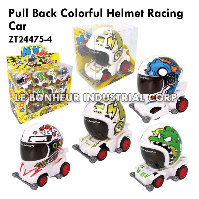 Pull Back Colorful Helmet Racing Car