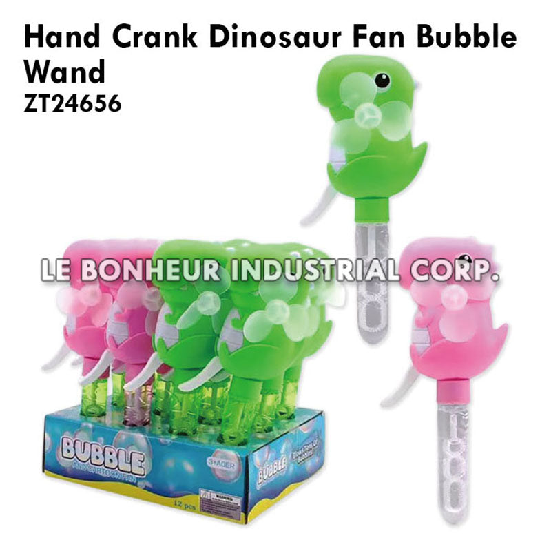 Hand Crank Dinosaur Fan Bubble Wand