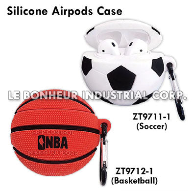 Silicone Basketball Airpods Case W/Climber'S Clip