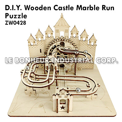 D.I.Y. Wooden Castle Marble Run Puzzle