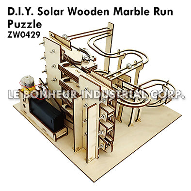 D.I.Y. Solar Wooden Marble Run Puzzle