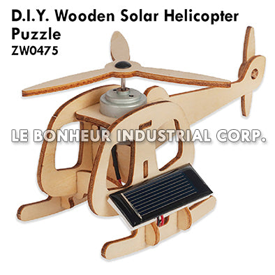 D.I.Y. Wooden Solar Helicopter Puzzle