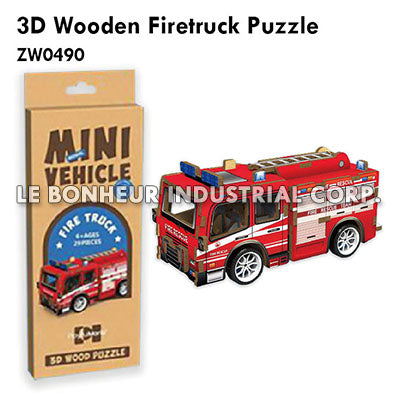 3D Wooden Firetruck Puzzle (29pcs)