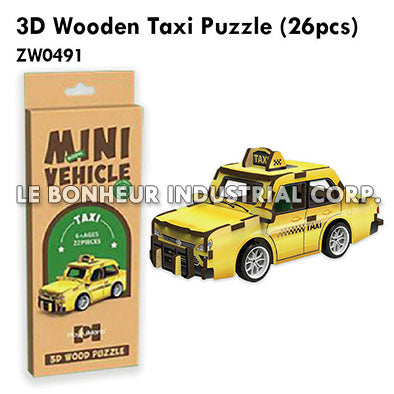 3D Wooden Taxi Puzzle (26pcs)