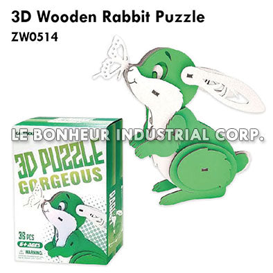 3D Wooden Rabbit Puzzle