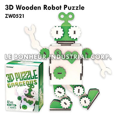 3D Wooden Robot Puzzle