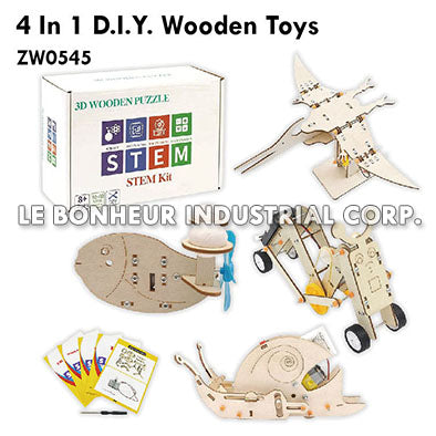 4 In 1 D.I.Y. Wooden Toys