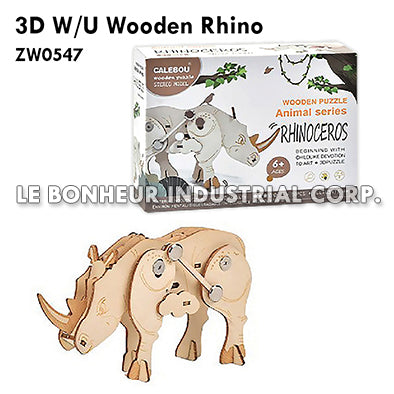 3D W/U Wooden Rhino