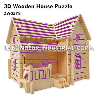 3D Wooden House Puzzle