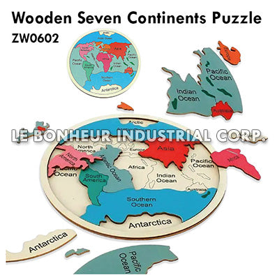 Wooden Seven Continents Puzzle