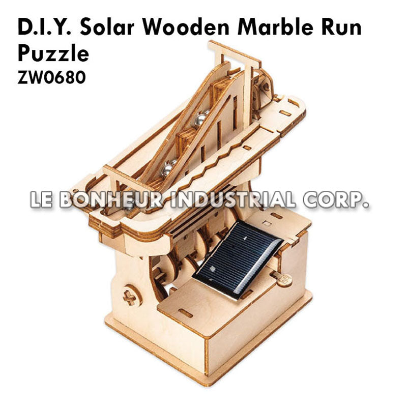 D.I.Y. Solar Wooden Marble Run Puzzle