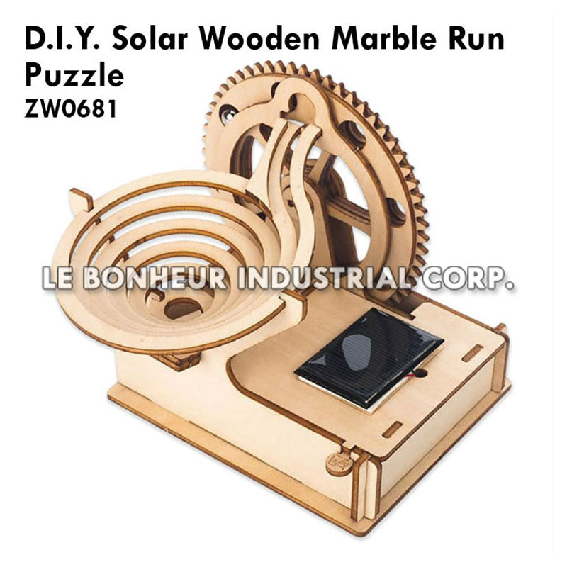 D.I.Y. Solar Wooden Marble Run Puzzle