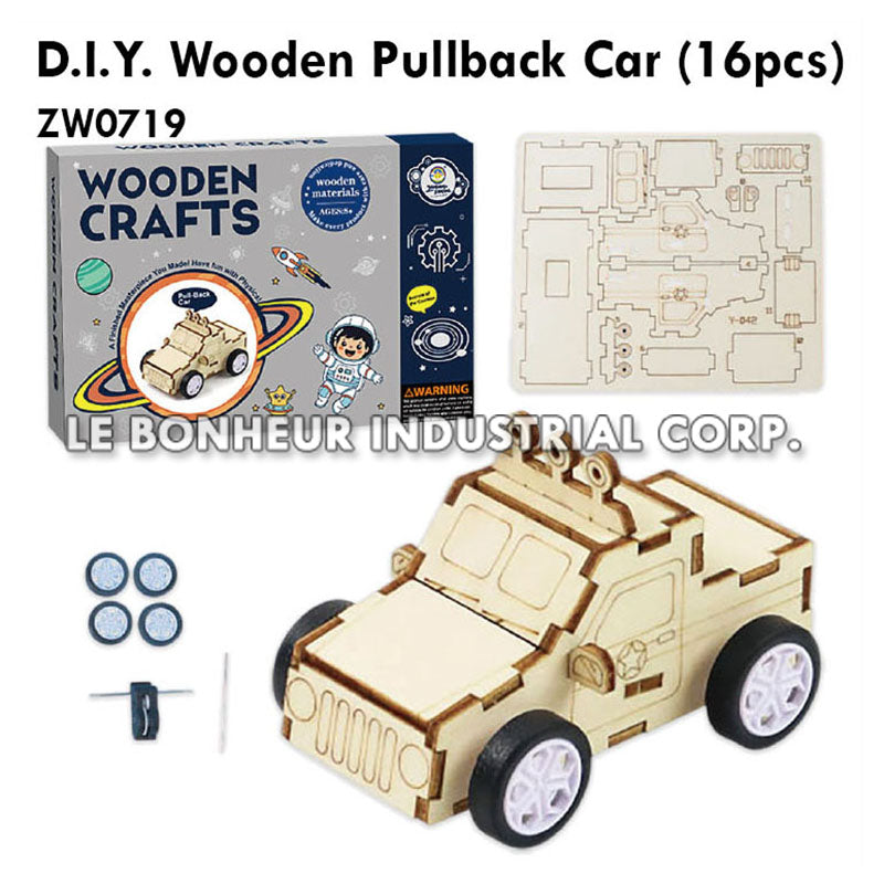 D.I.Y. Wooden Pullback Car (16pcs)