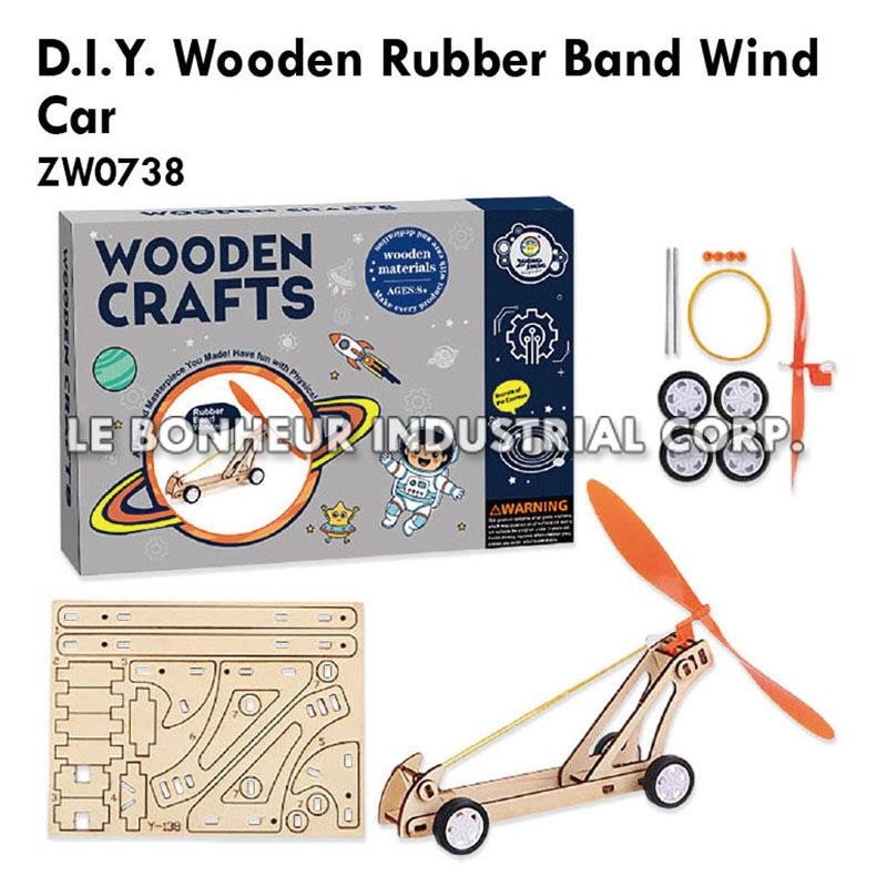 D.I.Y. Wooden Rubber Band Wind Car